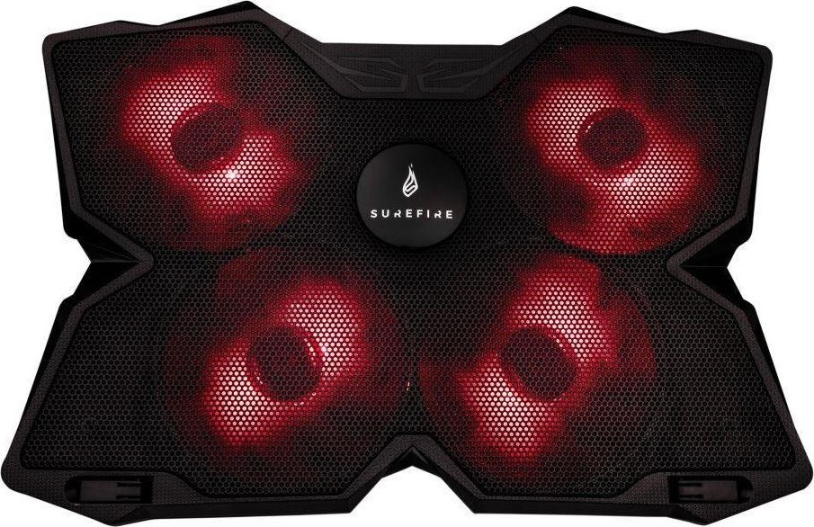 Podstawka chłodząca Surefire Podkładka chłodząca pod notebook, Bora, podświetlane wentylatory, czarno-czerwona, SureFire, 4 wentylatory