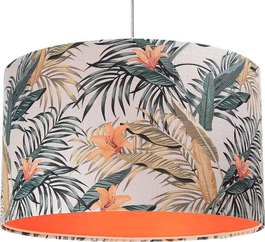 Lampa wisząca Lumes Pomarańczowa lampa wisząca z abażurem w kwiaty - S367-Hilva
