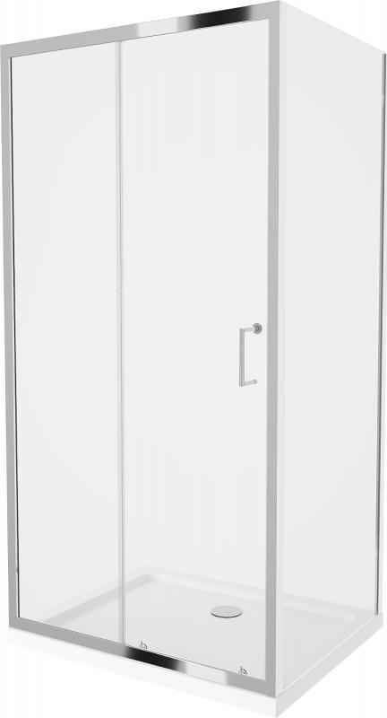 Mexen Mexen Apia kabina prysznicowa rozsuwana 140 x 70 cm, transparent, chrom + brodzik Flat - 840-140-070-01-00-4010