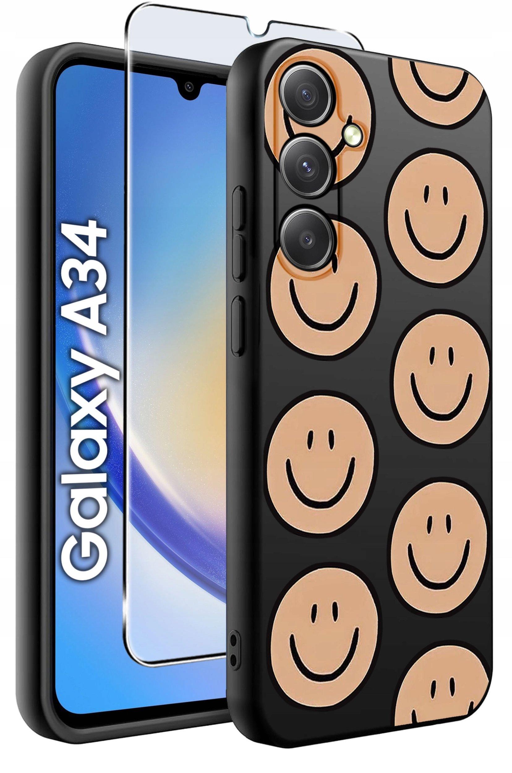 ETUI do Samsung A34 5G WZORY | SILIKONOWE MATT CASE + SZKŁO 9H