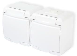 Karlik Gniazdo białe NT 2X Z/U Z KLAPKĄ IP44 - GHE-2