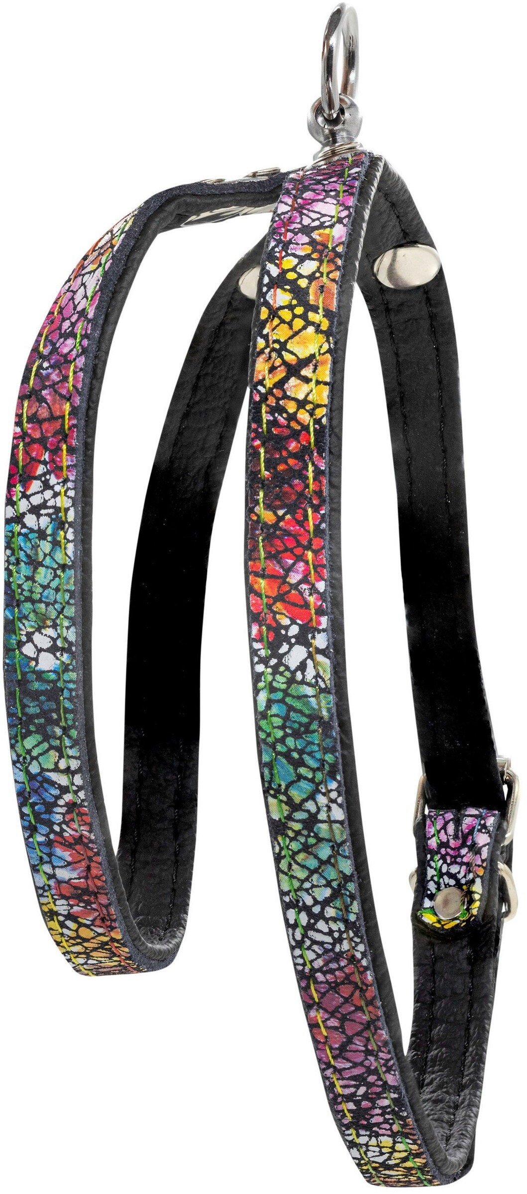 Barry King Szelki dla psa skórzane w kwiaty SX-S, 12mm/40cm