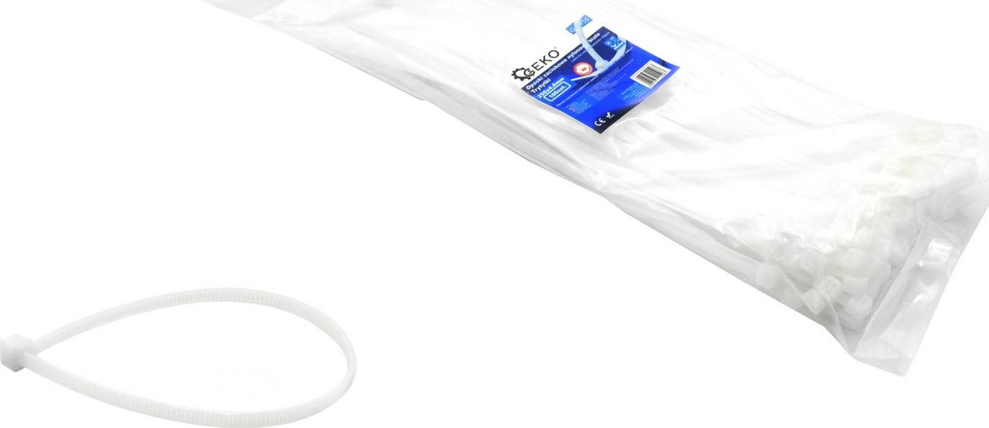 Geko Opaski zaciskowe nylonowe białe 100x2.5mm UV 100szt.(600)
