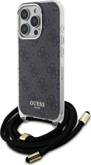 Guess Guess GUHCP16LHC4SEK iPhone 16 Pro 6.3" czarny/black hardcase Crossbody Cord 4G Print