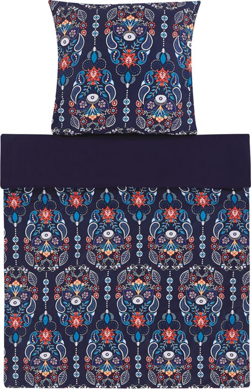 Beliani Komplet pościeli bawełnianej Madrona niebieski 135x200 cm