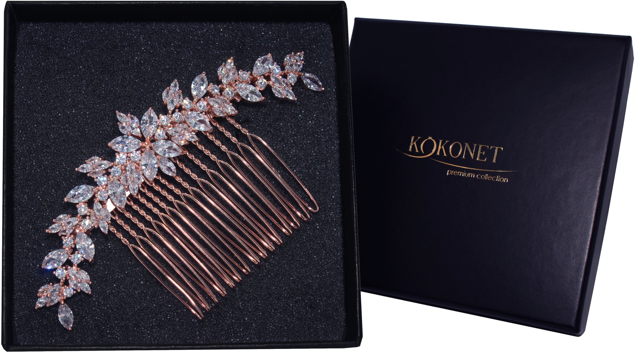 Grzebyk ślubny rose gold SWAROVSKI elegancki glam