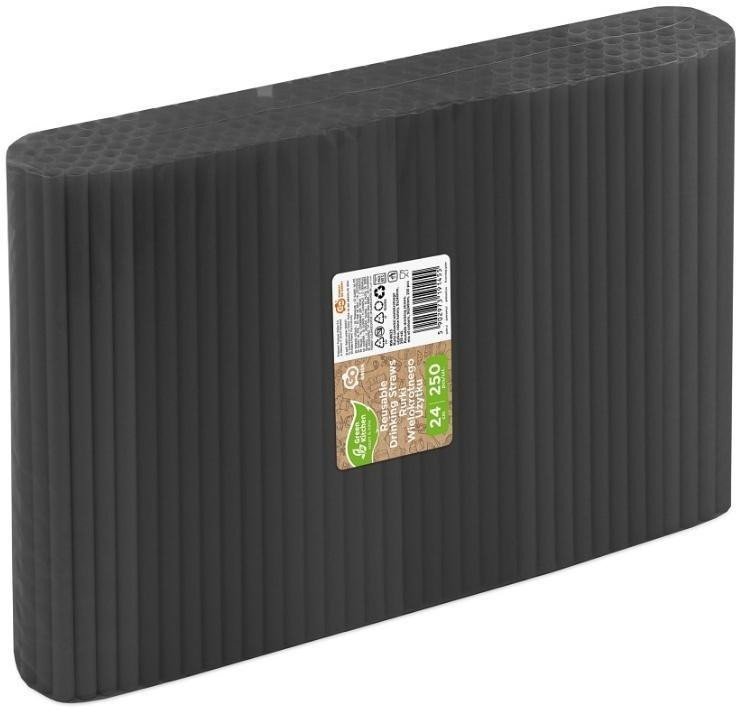 Rurki (słomki) wielorazowe czarne 9x240mm 250szt