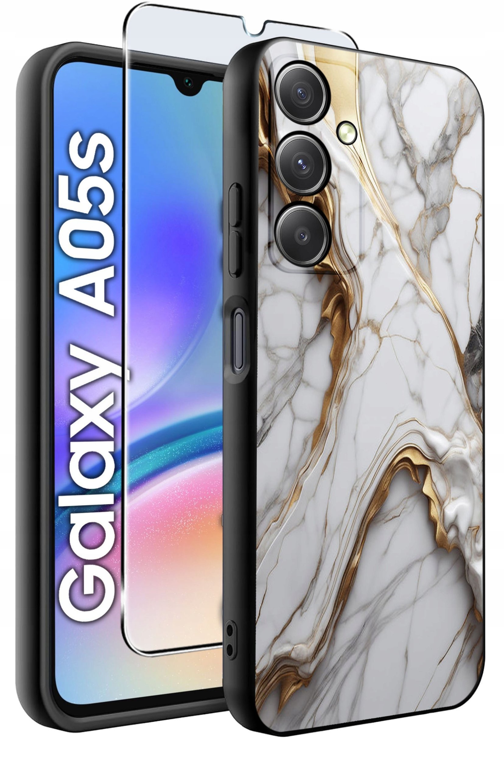 ETUI do Samsung A05s WZORY | SILIKONOWE MATT CASE + SZKŁO 9H