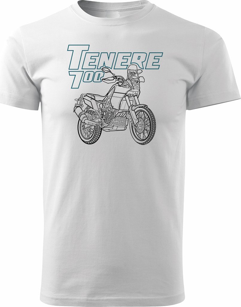 Topslang Koszulka motocyklowa z motocyklem Yamaha Tenere 700 męska biała REGULAR M