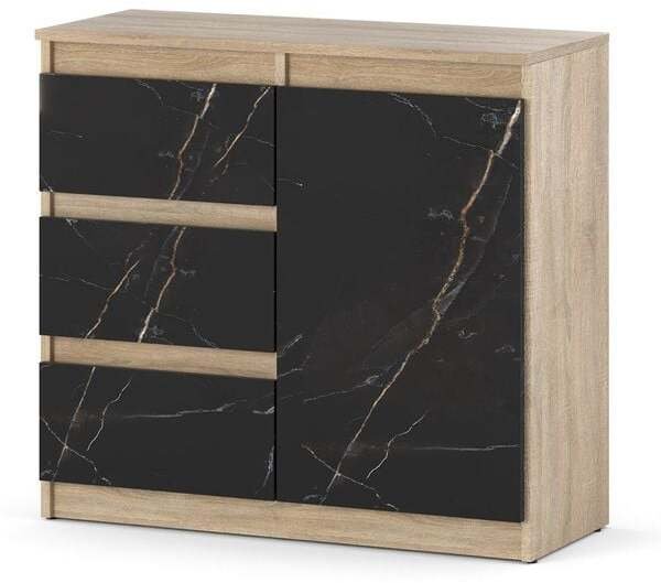 Komoda 3 Szuflady Mała Szafka Nowoczesna 80cm Dąb Sonoma San Sebastian