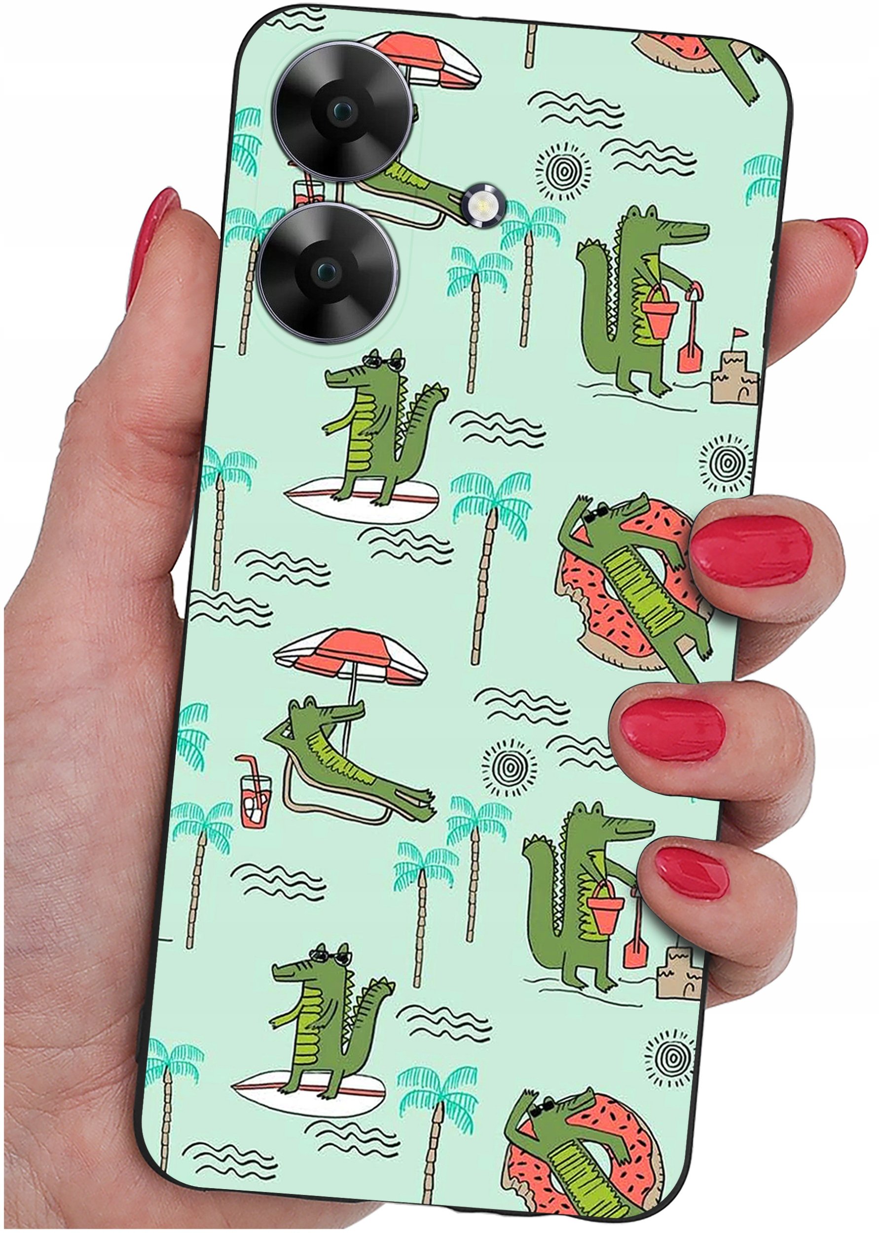 ETUI do Realme Note 60 CASE WZORY | SILIKONOWE MATT CASE + SZKŁO 9H