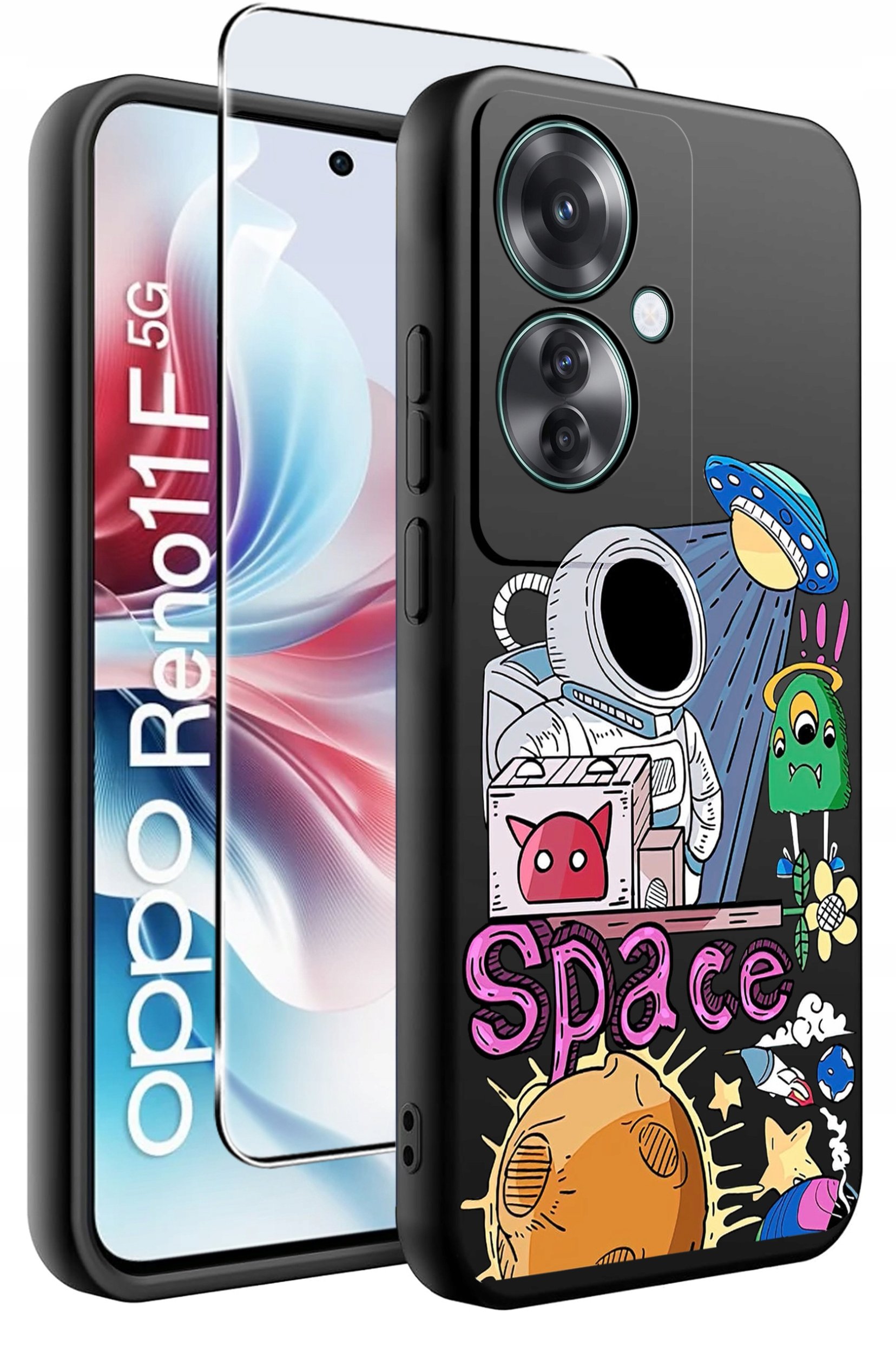 ETUI do Oppo Reno11 F 5G WZORY | SILIKONOWE MATT CASE + SZKŁO HARTOWANE 9H