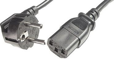 Kabel zasilający Schuko kątowy - C13, 1.8m, czarny