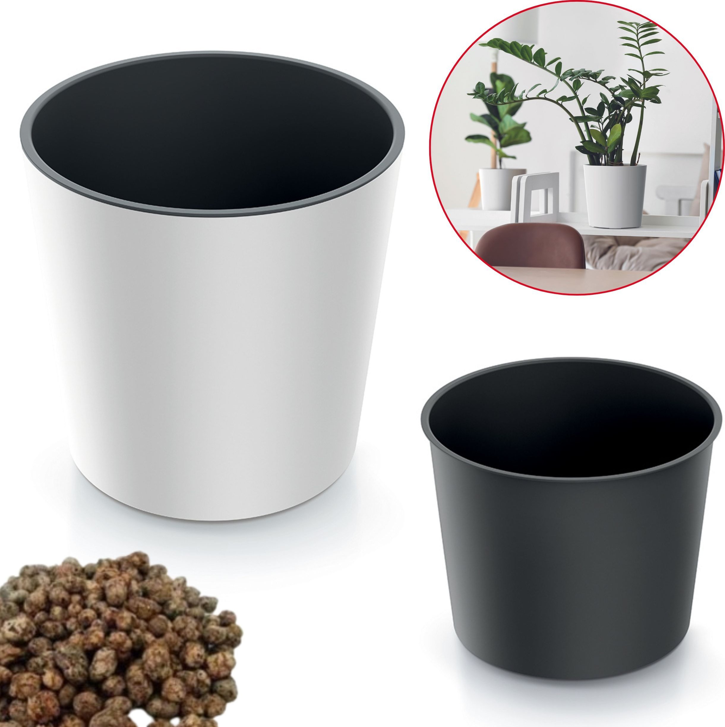 Prosperplast Doniczka okrągła niska DURO250 Donica + wkład + keramzyt 1l