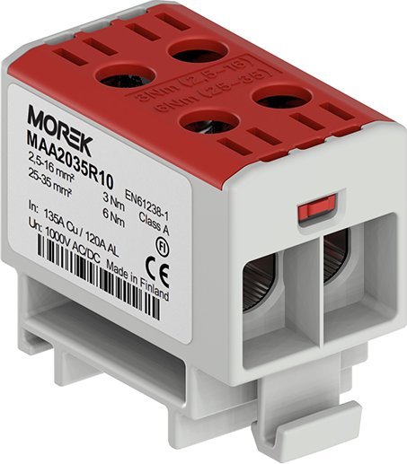 Złączka szynowa czerwony 2x2,5-35mm Morek MAA2035R10 MOREK