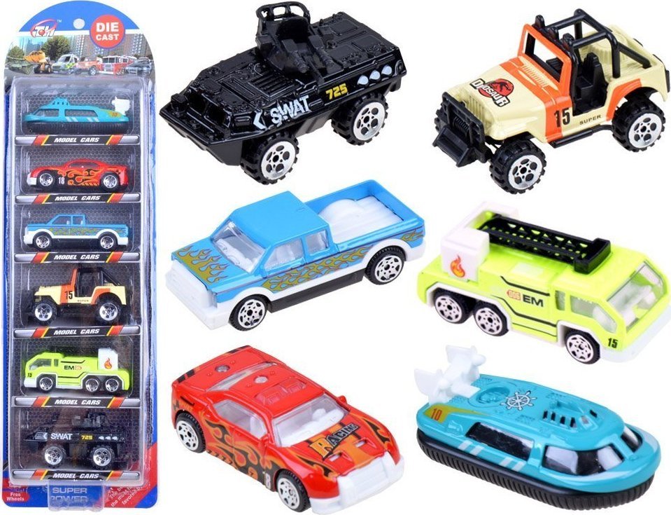 Jokomisiada Zestaw 6 sztuk mix pojazdy autka metalowe ZA3505