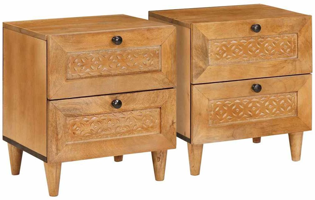 vidaXL Stolik nocny z szufladą 2 pcs Jasnobrązowy 40 x 33 x 46 cm