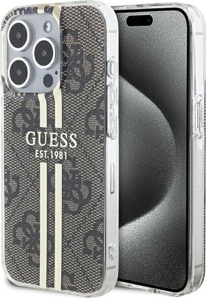 Guess Guess GUHCP15XH4PSEGW iPhone 15 Pro Max 6.7" brązowy/brown hardcase IML 4G Gold Stripe