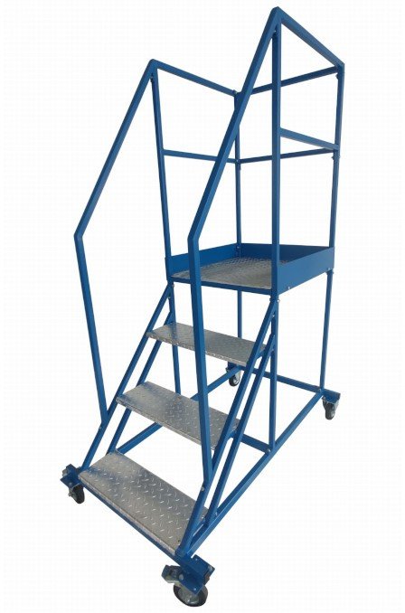 Stalowy podest roboczy, jezdny 3 stopnie i platforma (standardowy)