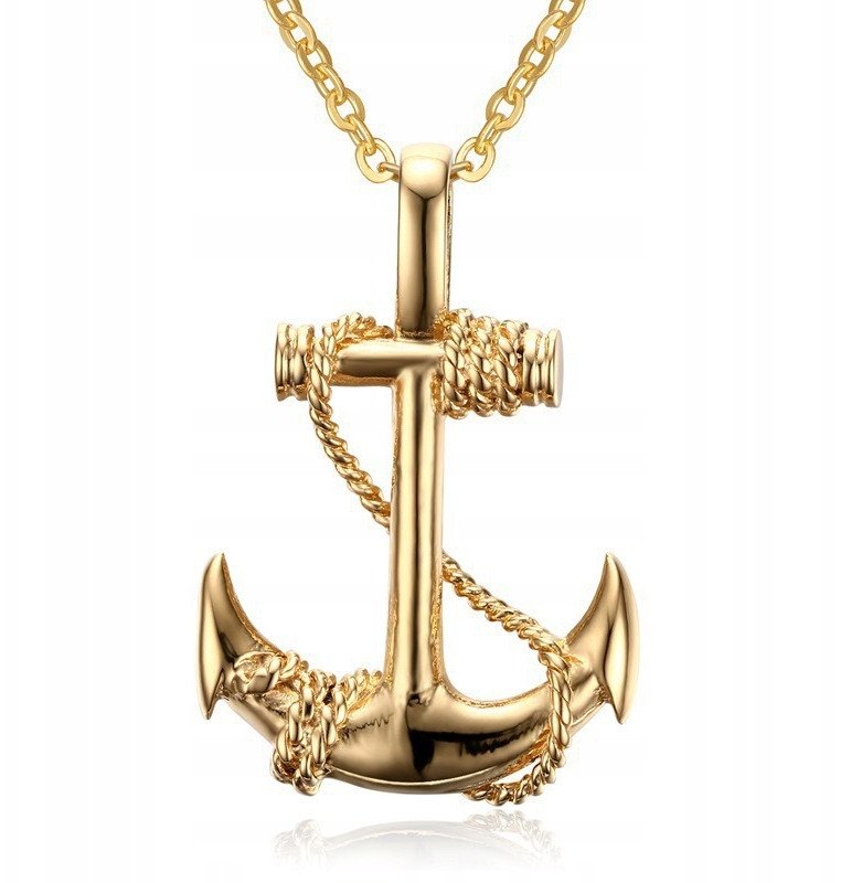 NASZYJNIK Stal MARYNARZ KOTWICA RYBAK ZŁOTY 386