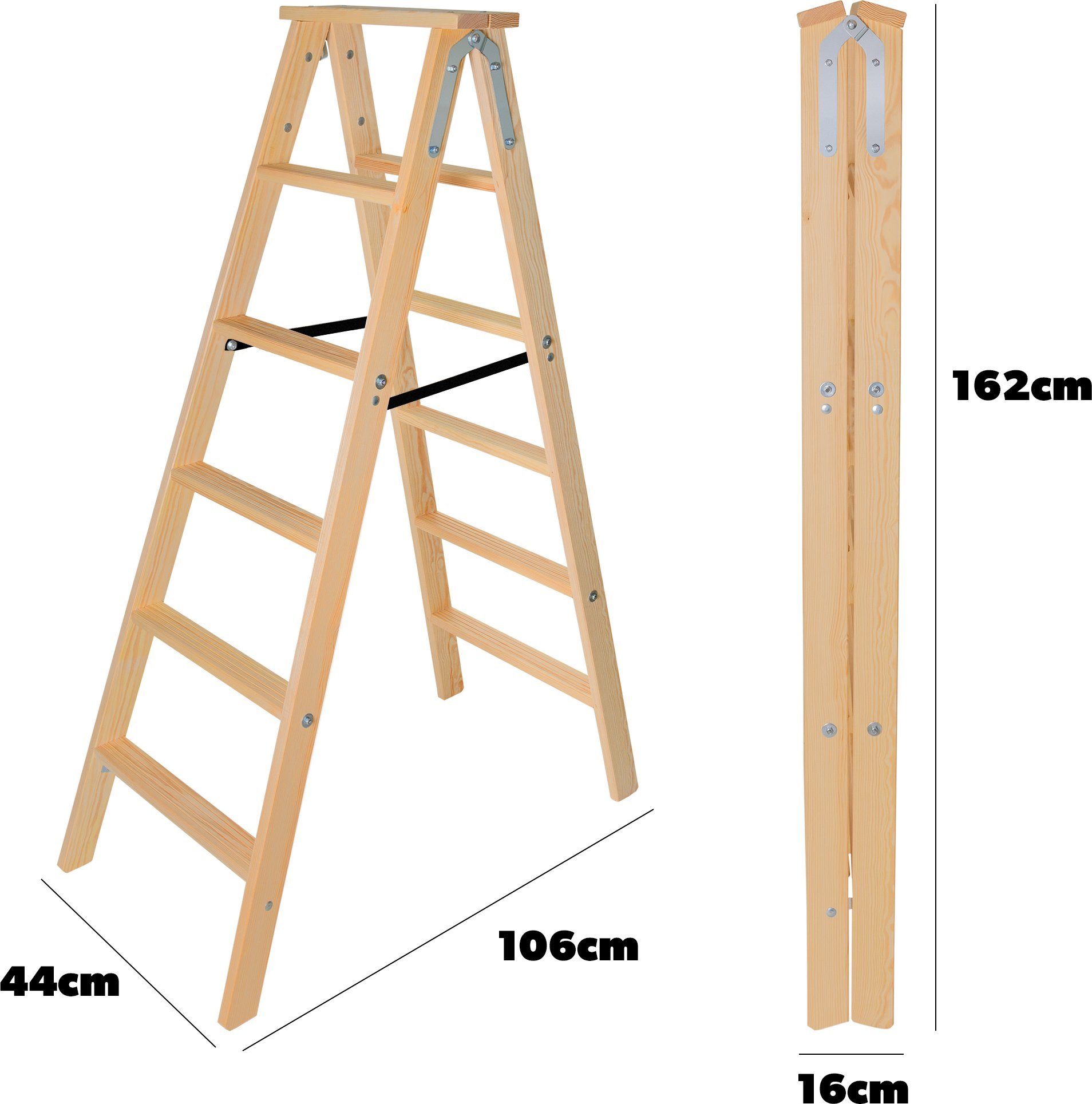 Kadax KADAX Drabina 6 Stopni Drewniana Rozstawna Malarska Dwustronna Domowa
