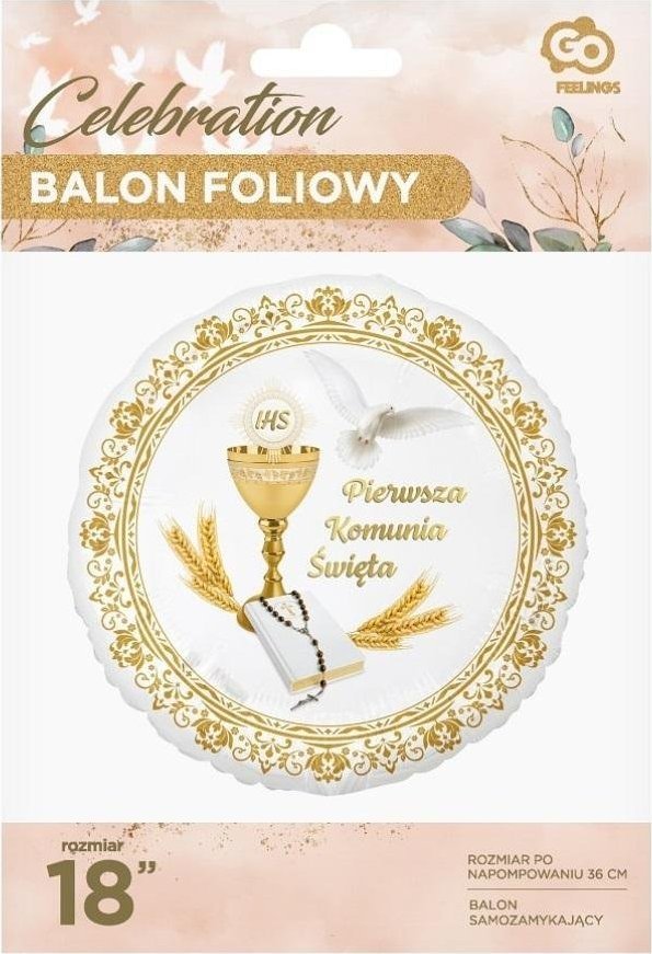 GoDan Balon foliowy Pierwsza Komunia Święta 45cm