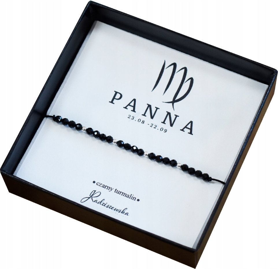 Radziszewska Jewellery Bransoletka z Kamieni Naturalnych PANNA Zodiak Czarny Turmalin 925 Prezent