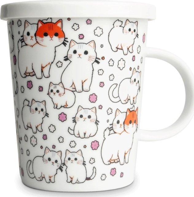 Kubek do herbaty z filtrem, porcelanowy Kotki 300ml - Royal Tea