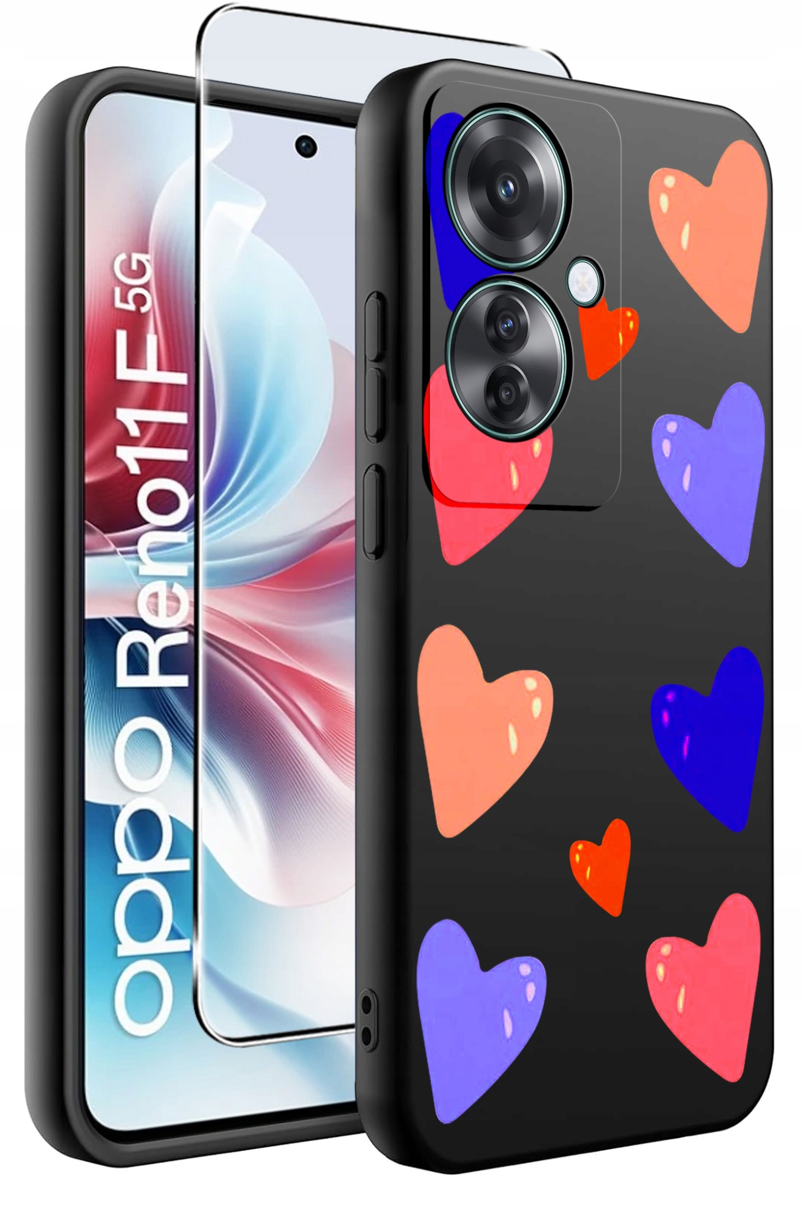 ETUI do Oppo Reno11 F 5G WZORY | SILIKONOWE MATT CASE + SZKŁO HARTOWANE 9H