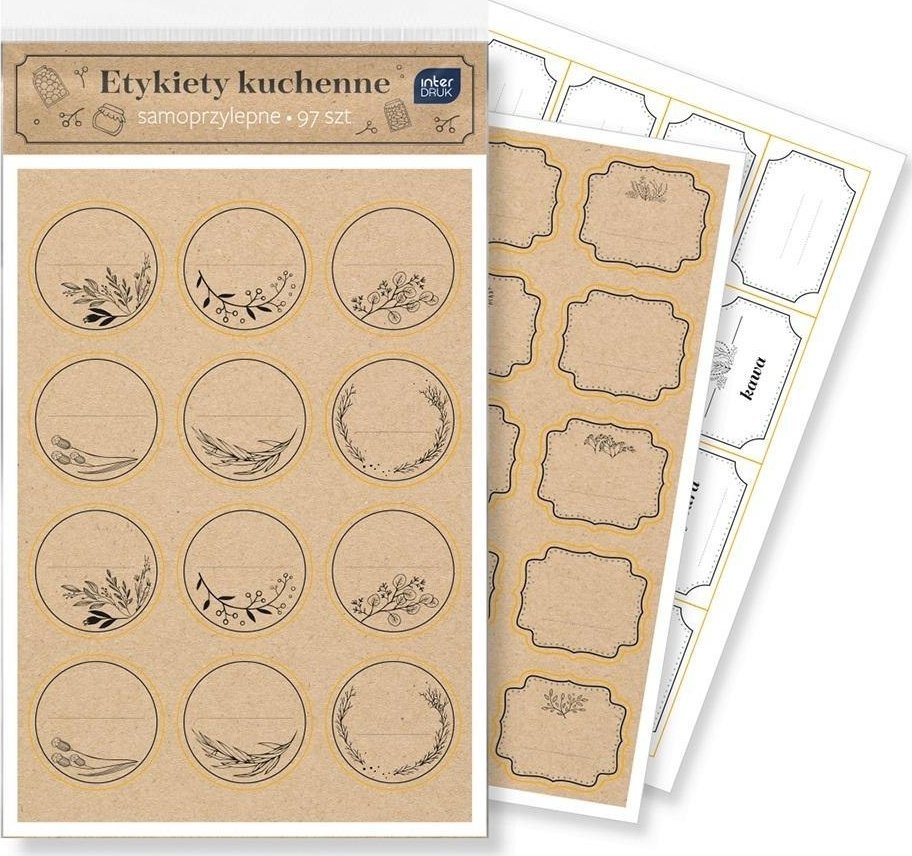 Etykiety kuchenne 97szt B&W