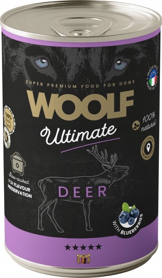 WOOLF PIES PUSZKA 400g ULTIMATE CAN DEER&BLUEBERRIES /6