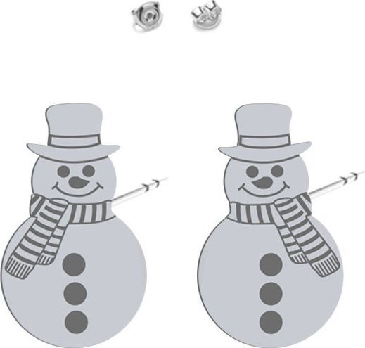 MEJK Jewellery Kolczyki Srebrne z Bałwanem Boże Narodzenie