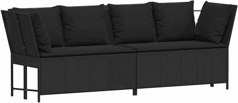 Fotel ogrodowy z poduszkami, rattan PE, czarny