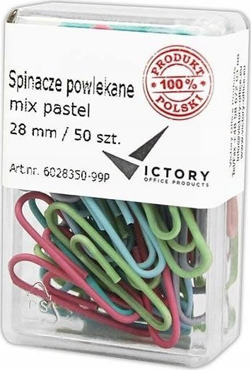 Victory Office Product SPINACZE BIUROWE VICTORY OFFICE 28MM 50 SZT. OKRĄGŁE PASTELOWE MIX KOLORÓW POJEMNIK PLASTIKOWY
