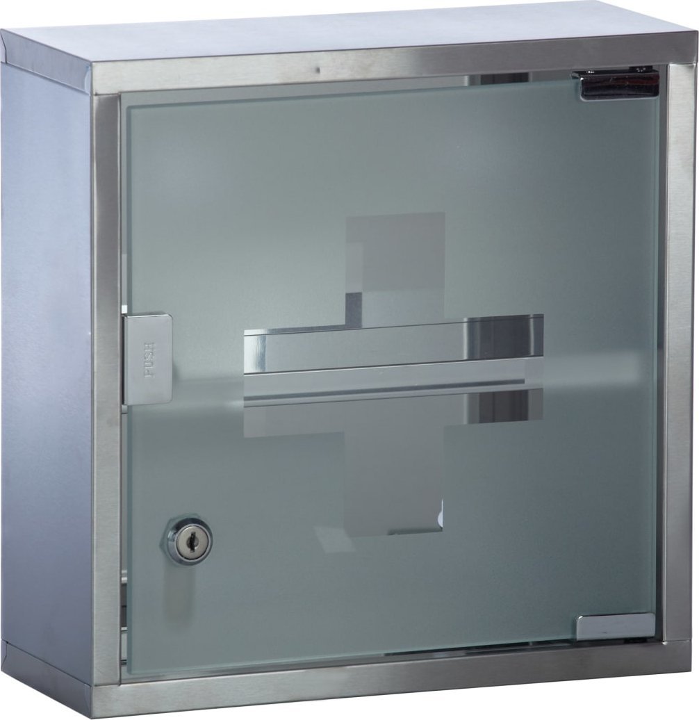 Tarmo Tammer Brands Metalinė pirmosios pagalbos spintelė su stiklinėmis durelėmis, pilka sp.