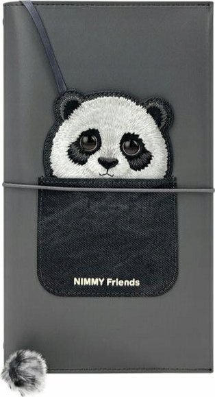 Nimmy Set 2in1 notebook + pen black/black Big Eyed Pet 2.0 Panda