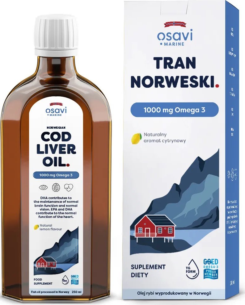 Osavi Osavi - Tran Norweski, 1000mg Omega 3, Cytryna, 250 ml