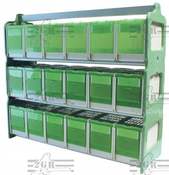 Katex Regał z 18 transporterami zielony, 71x22xwys62 cm