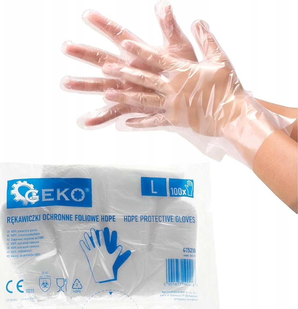 Rękawiczki ochronne foliowe HDPE 100szt. (100)