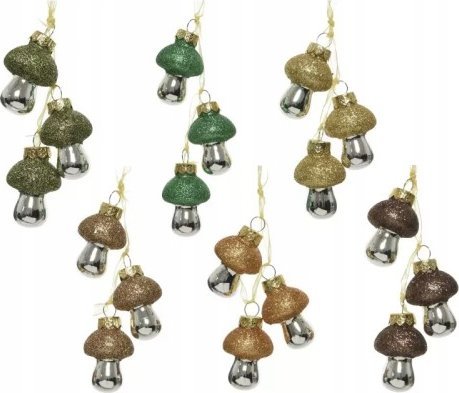 Kaemingk Bombki na choinkę szklane zawieszki grzybki 5cm 3 sztuki