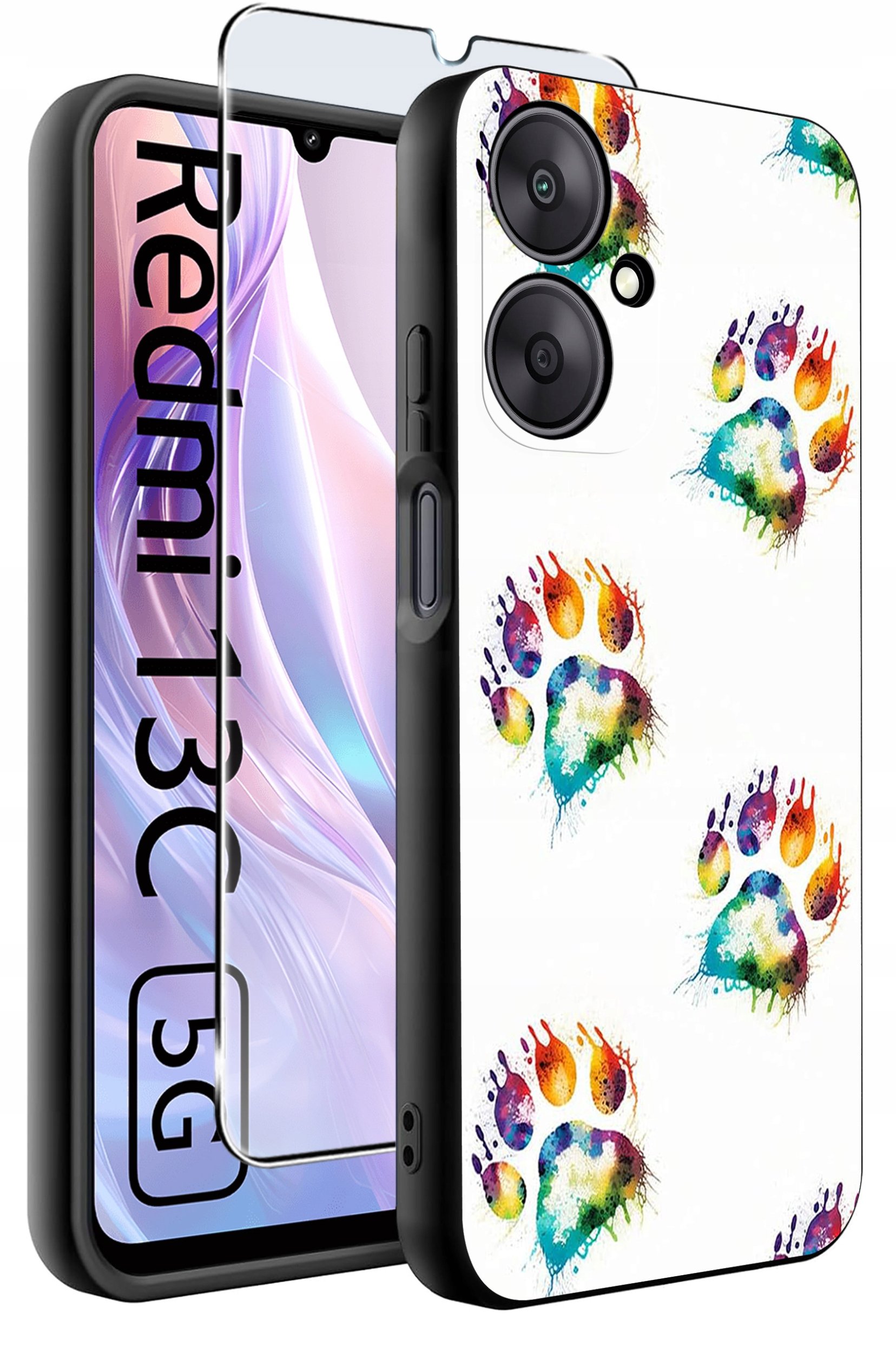 ETUI do Xiaomi Redmi 13C 5G WZORY |SILIKONOWE MATT CASE +SZKŁO HARTOWANE 9H