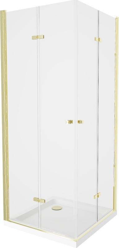 Mexen Mexen Lima Duo kabina prysznicowa składana 70 x 70 cm, transparent, złoty + brodzik Flat - 856-070-070-50-02-4010G