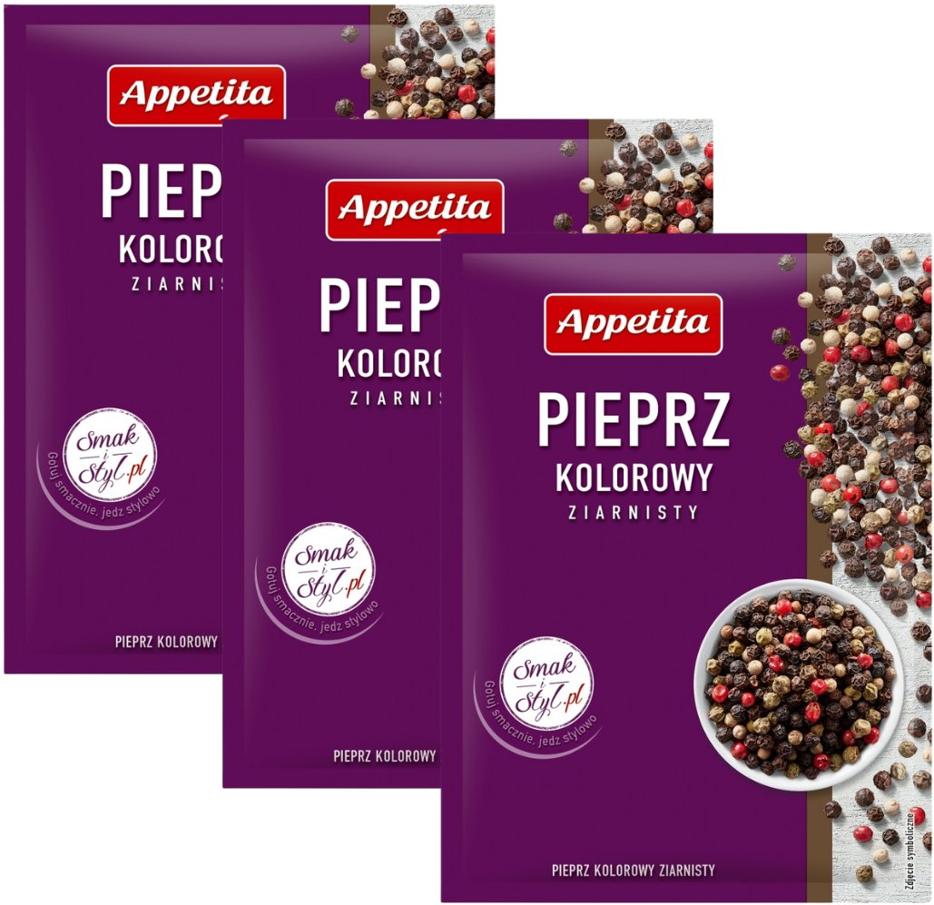 Appetita Kolorowy pieprz ziarnisty 15 g x 3 sztuki