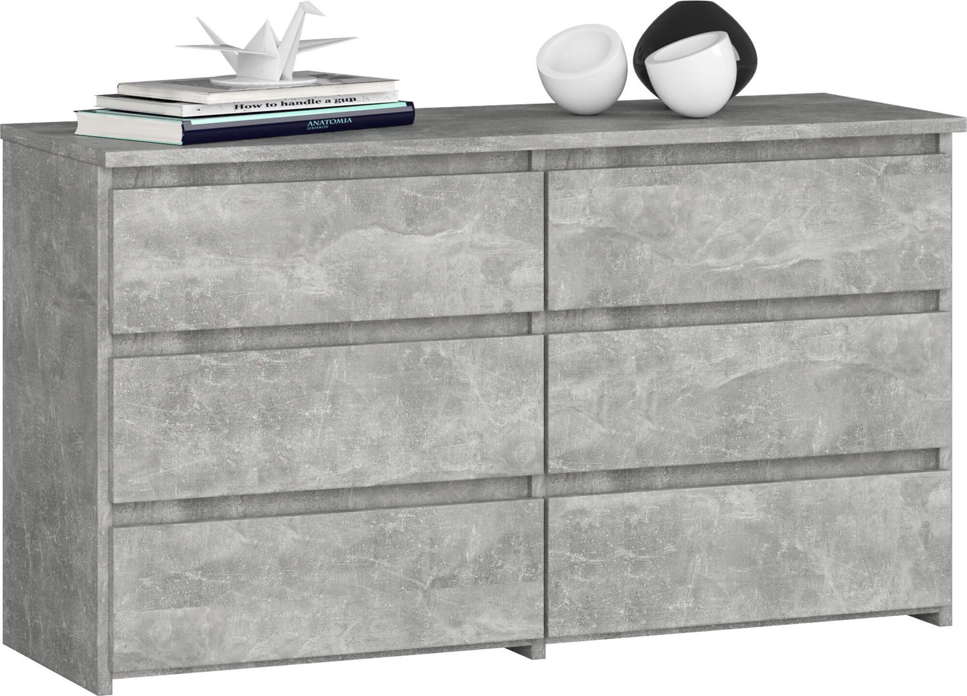 Fabryka Mebli Akord Komoda do salonu CL 100 cm 6 szuflad klasyczna - beton