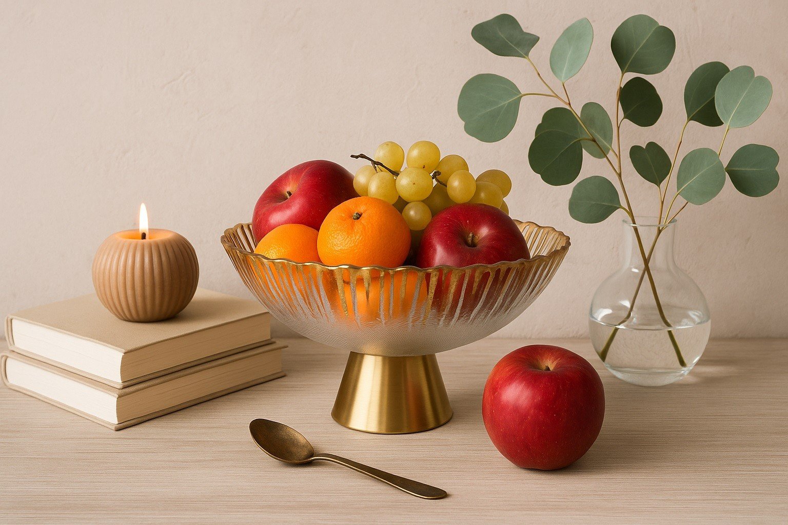 Patera szklana na złotej nodze 33cm 180030