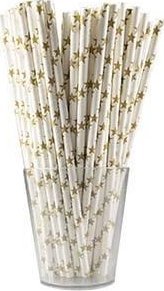 Arpex Słomki papierowe gwiazdki złote 12szt