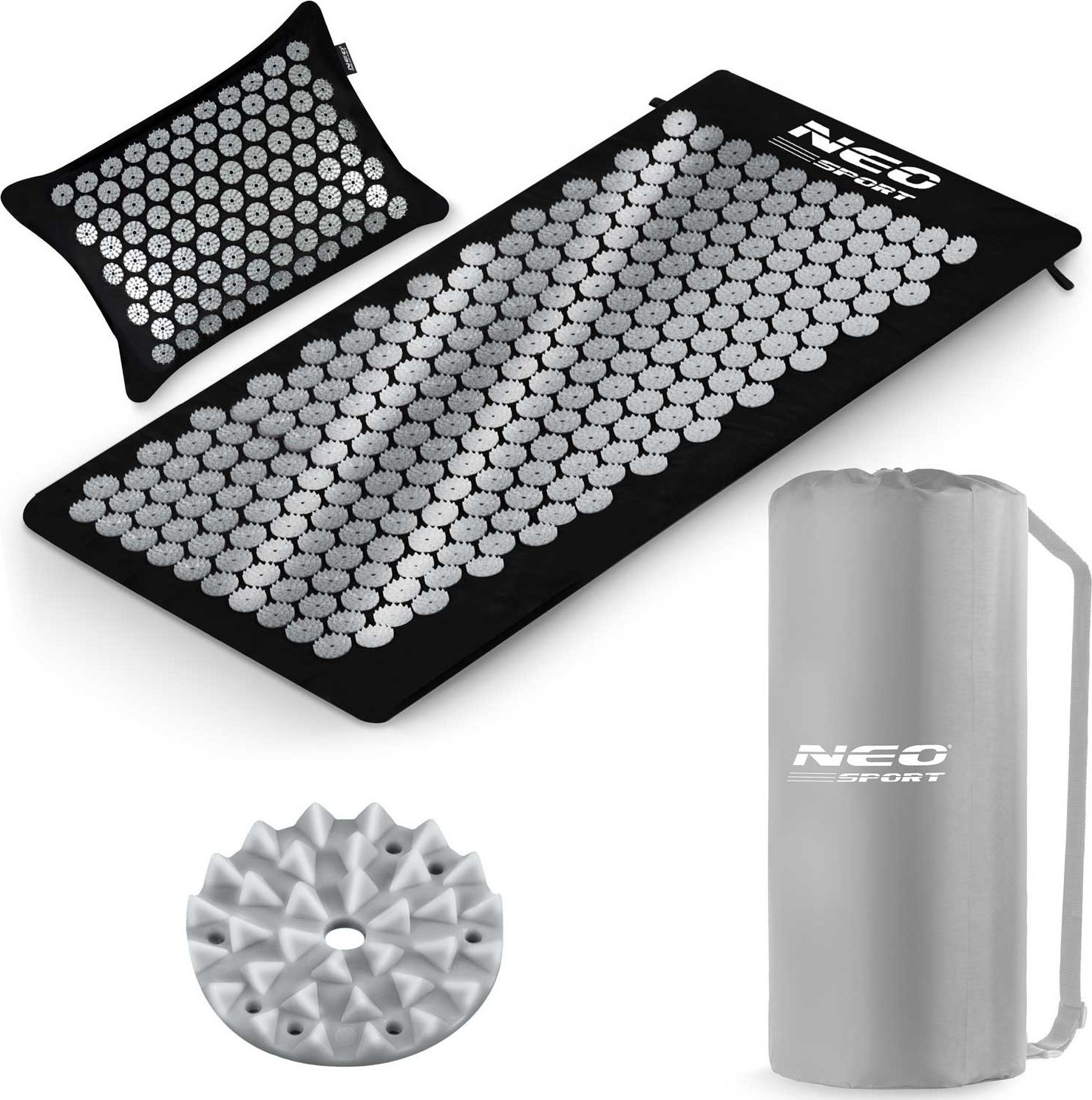 Neo-Sport NeoSport Mata do akupresury z kolcami NS-903 czarno-srebrna