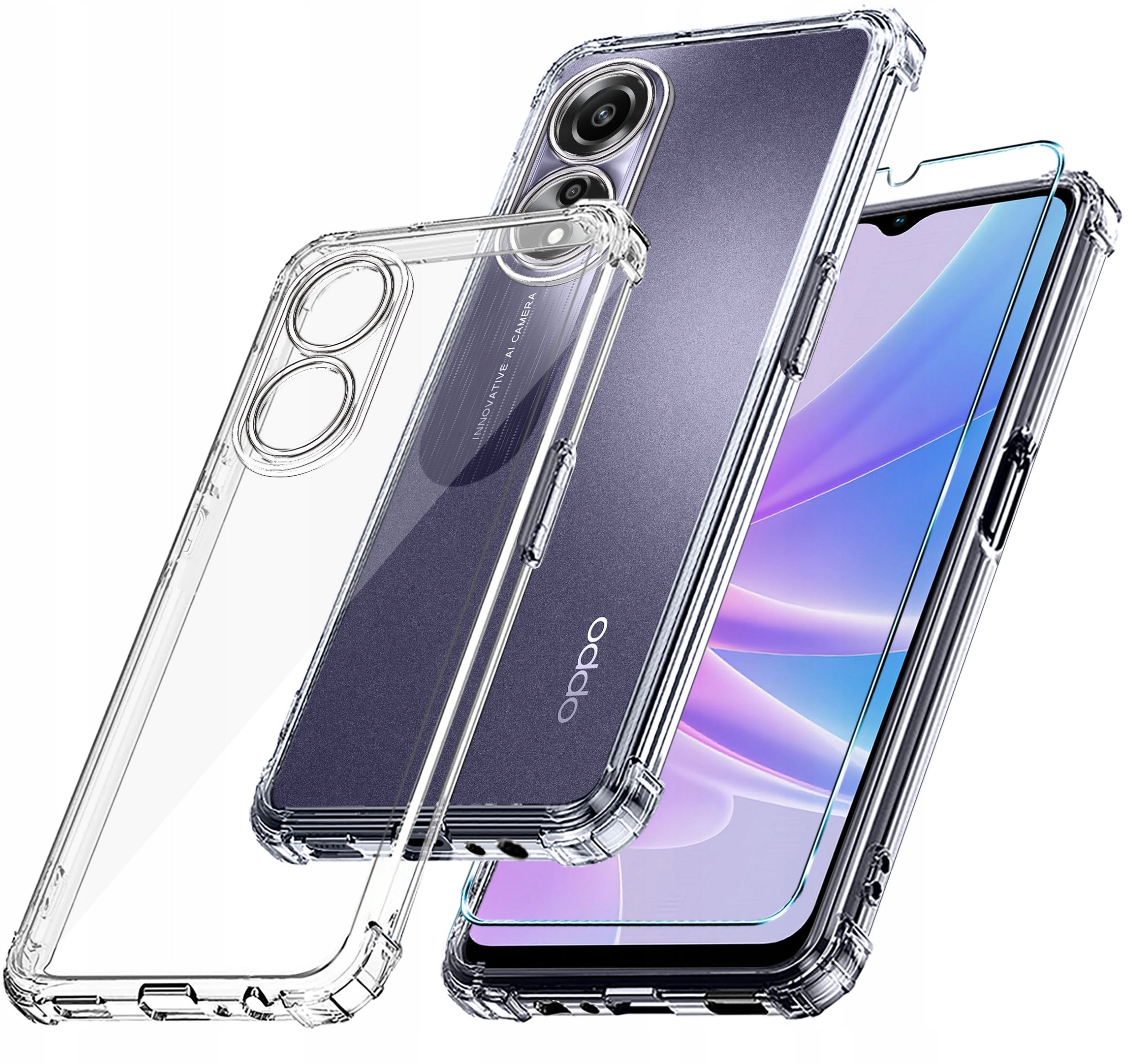 Etui do Oppo A78 5G| A58 5G ANTI-SHOCK CLEAR CASE + Szkło OCHRONNE 9H