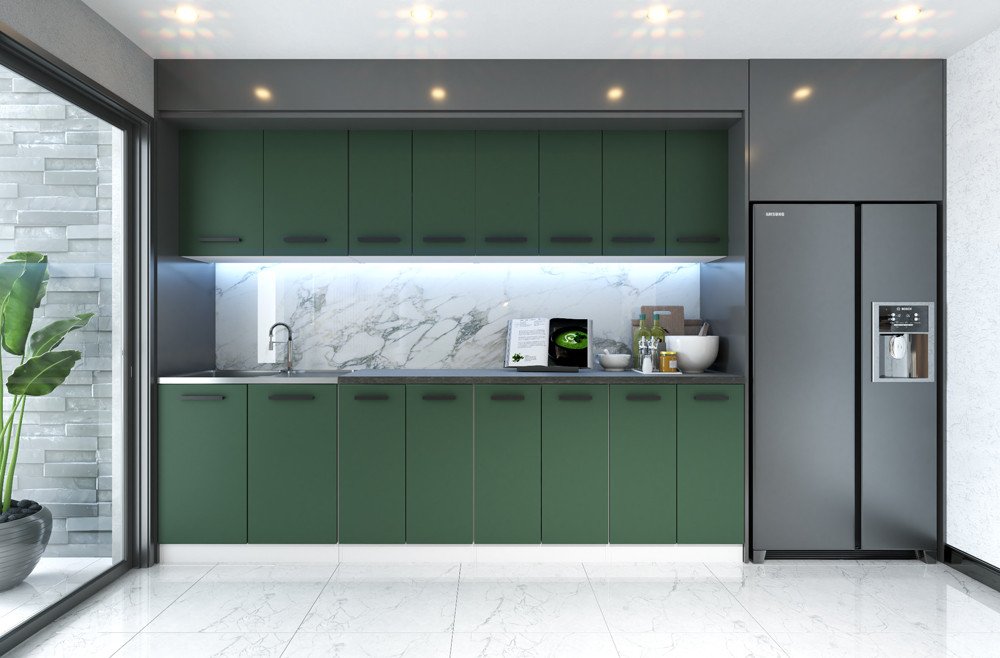Meble Kuchenne Butelkowa Zieleń Zestaw Mebli Kuchennych Vero 2.6m Modułowy