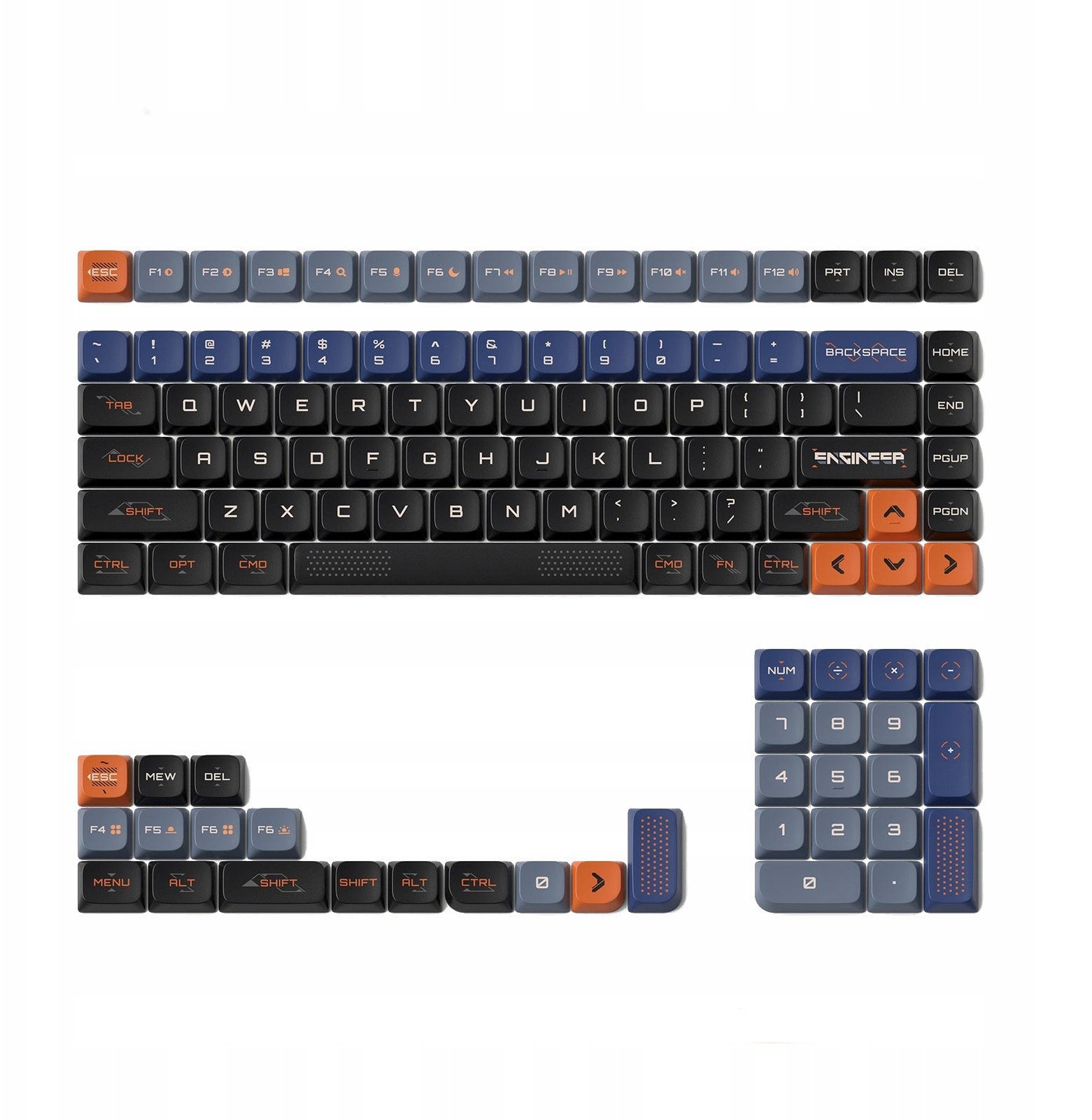 Nuphy - Space Engineer nSA Dye-sub PBT Keycaps - Nasadki do klawiatury mechanicznej Dark